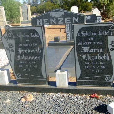HENZEN Frederik Johannes 1916-1995 &amp; Maria Elizabeth 1924-1996