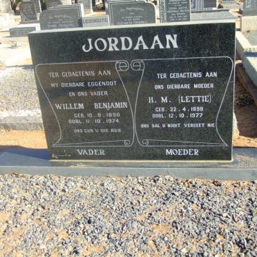 JORDAAN Willem Benjamin 1890-1974 &amp; H.M. 1898-1977