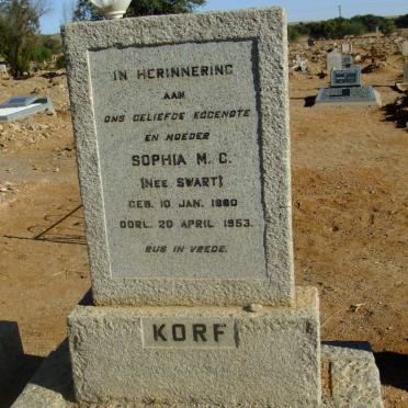 KORF Sophia M.C. nee SWART 18?0-1953
