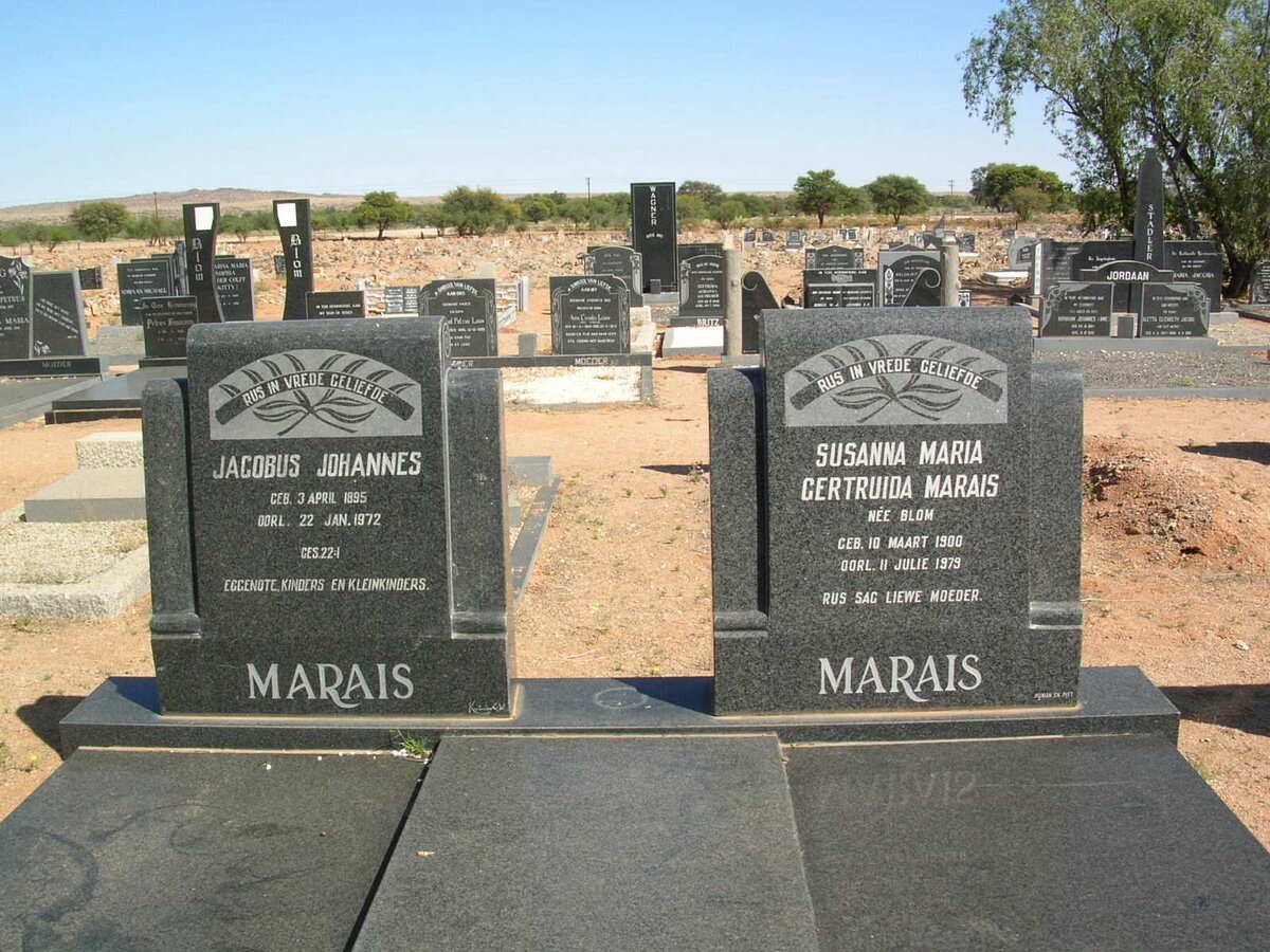 MARAIS Jacobus Johannes 1895-1972 &amp; Susanna Maria Gertruida BLOM 1900-1979