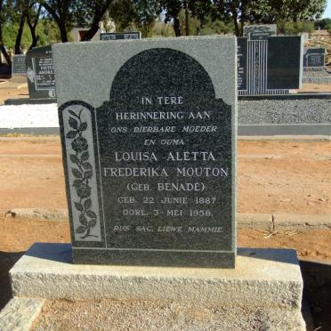 MOUTON Louisa Aletta Frederika nee BENADÉ 1887-1958