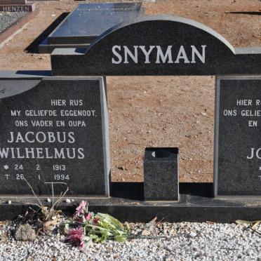 SNYMAN Jacobus Wilhelmus 1913-1994 &amp; Anna Johanna 1916-2005