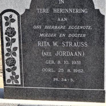 STRAUSS Annes Petrus 1927-1992 &amp; Rita W. JORDAAN 1931-1962