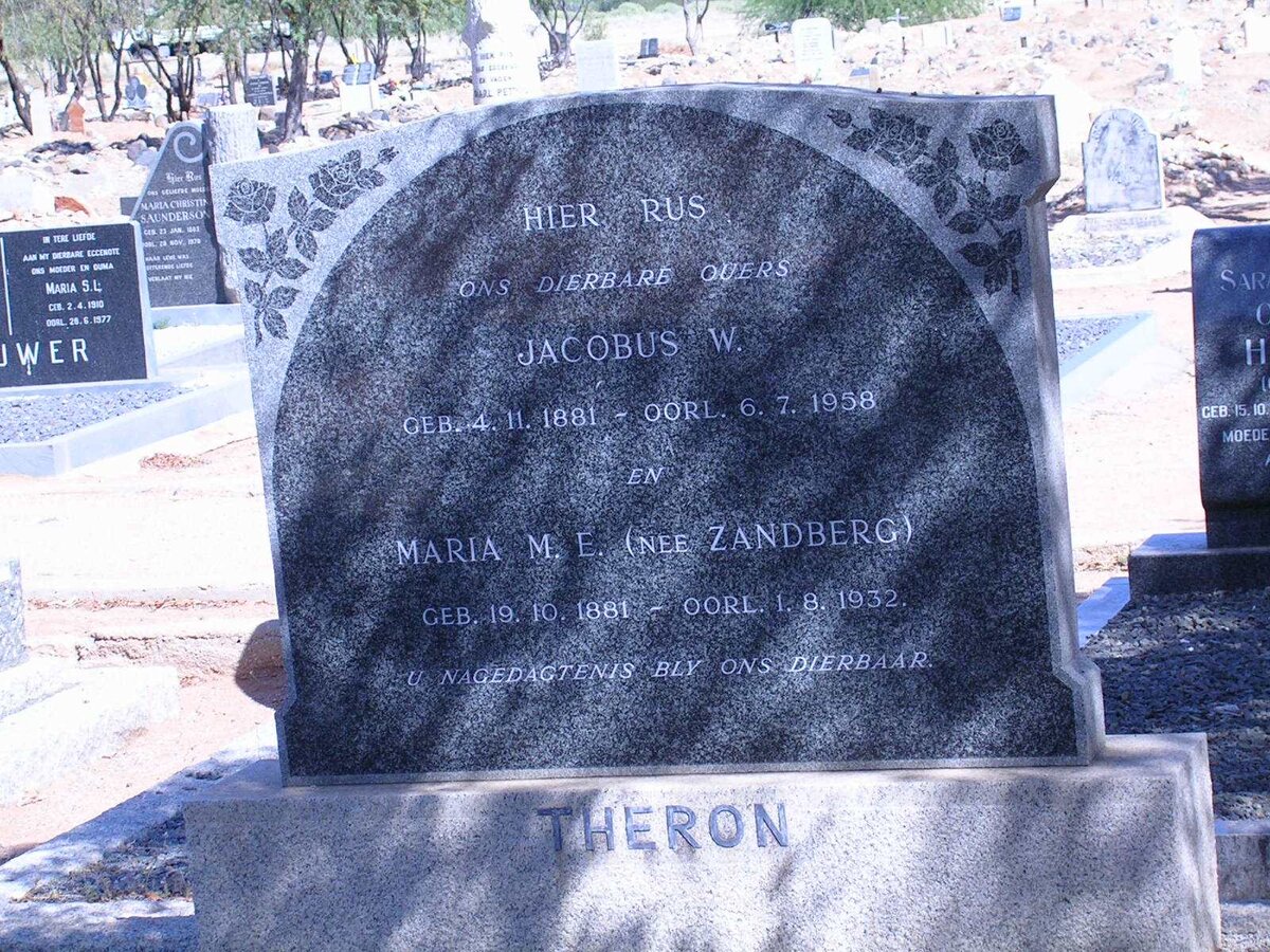 THERON Jacobus W. 1881-1958 &amp; Maria M.E. ZANDBERG 1881-1932