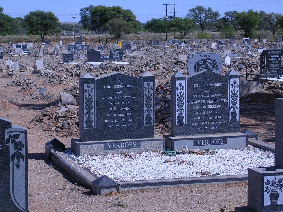 VERDOES Paul John 1910-1965 &amp; Elizabeth Margaretha VAN NIEKERK 1920-1990