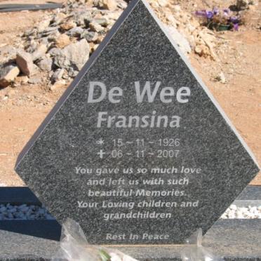 WEE Fransina, de 1926-2007