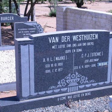 WESTHUIZEN A.H.L., van der 1890-1977 &amp; C.P.J. BOLTMAN 1894-1986