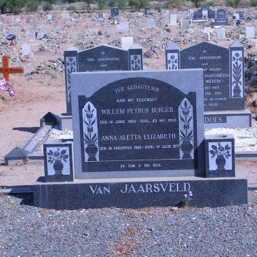 JAARSVELD Willem  Petrus Burger, van 1900-1969 &amp; Anna Aletta Elizabeth 1906-1977