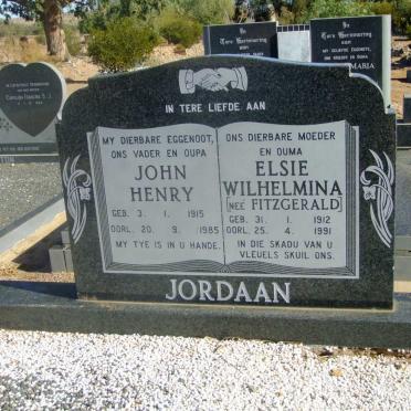 JORDAAN John Henry 1915-1985 &amp; Elsie Wilhelmina FITZGERALD 1912-1991