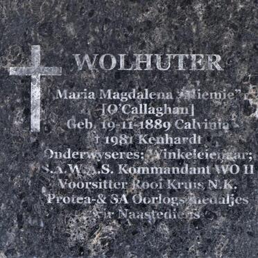 WOLHUTER Maria Magdalena nee O'CALLAGHAN 1889-1981
