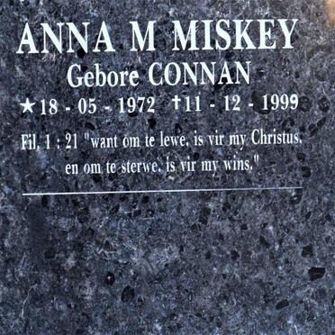 MISKEY Anna M. nee CONNAN 1972-1999