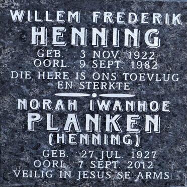 HENNING Willem Frederik 1922-1982 &amp; Norah Iwanhoe PLANKEN 1927-2012