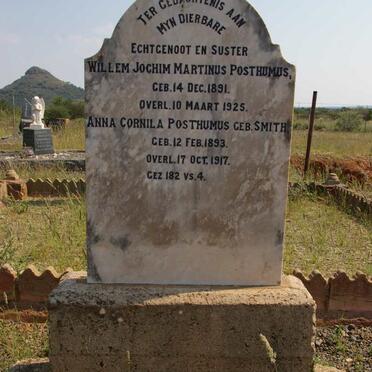 POSTHUMUS Willem Jochim Martinus 1891-1925 &amp; Anna Cornila SMITH 1893-1917