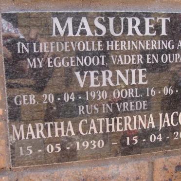 MASURET Vernie 1930-2014 &amp; Martha Catherina Jacoba 1930-2016
