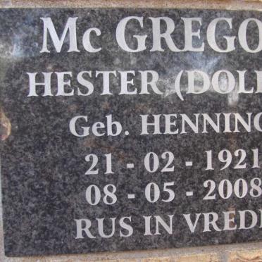 McGREGOR Hester nee HENNING 1921-2008