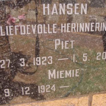 HANSEN Piet 1923-2006 &amp; Miemie 1924-