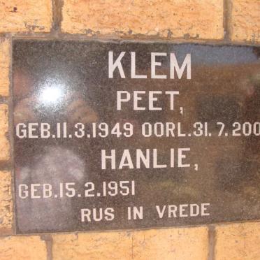KLEM Peet 1949-2001 &amp; Hanlie 1951-