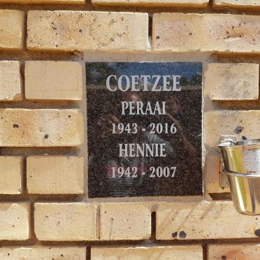 COETZEE Hennie 1942-2007 &amp; Peraai 1943-2016