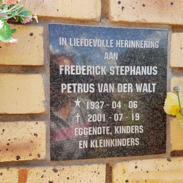 WALT Frederick Stephanus Petrus, van der 1937-2001