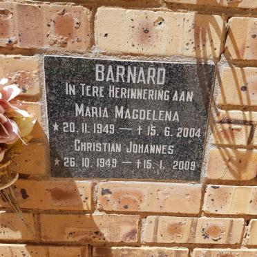 BARNARD Christian Johannes 1949-2009 &amp; Maria Magdelena 1949-2004