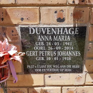 DUVENHAGE Gert Petrus Johannes 1938- &amp; Anna Maria 1941-2014