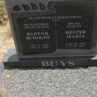 BUYS Barend Rudolph 1926-2007 &amp; Hester Maria 1930-2015