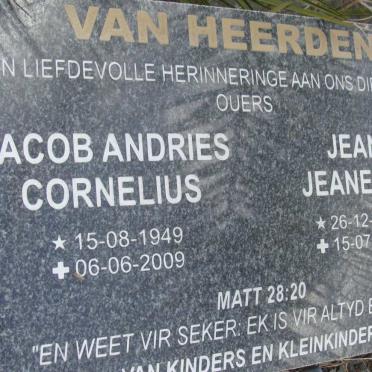 HEERDEN Jacob Andries Cornelius, van 1949-2009 &amp; Jean Jeanette 1949-2011