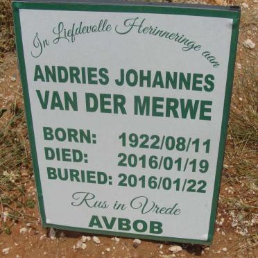 MERWE Andries Johannes, van der 1922-2016
