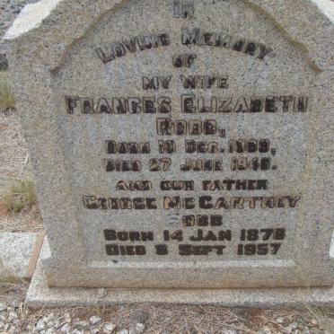 ROBB George McCartney 1878-1957 &amp; Frances Elizabeth 1889-1946
