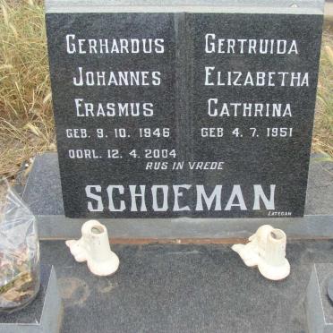 SCHOEMAN Gerhardus Johannes Erasmus 1946-2004 &amp; Gertruida Elizabetha 1951-