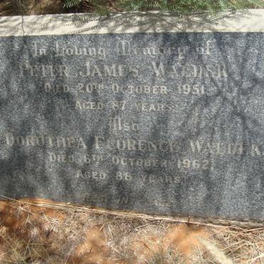 WALDEK Peter James -1951 &amp; Dorothea Florence -1962