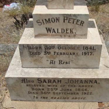 WALDEK Simon Peter 1841-1917 &amp; Sarah Johanna 1846-1922