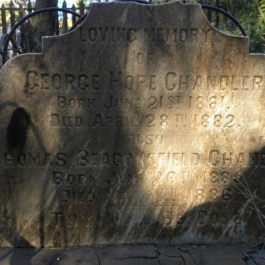 CHANDLER George Hope 1881-1882 :: CHANDLER Thomas Beaconsfield 1885-1886