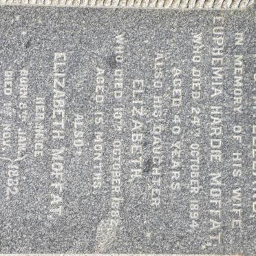 Mc LELLAND Euphemia Hardie Moffat -1894 :: Mc LELLAND Elizabeth -1882 :: MOFFAT Elizabeth 1882-1882