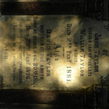 TAYLOR John -1881 :: TAYLOR David 186?-1896 :: BISSETT Elizabeth 1838-1899 