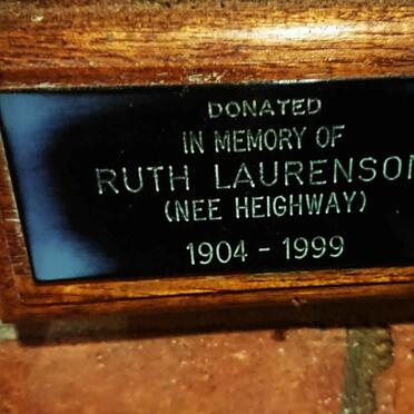 LAURENSON Ruth nee HEIGHWAY 1904-1999