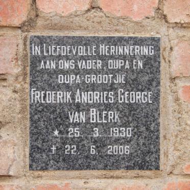 BLERK Frederik Andries George, van 1930-2006