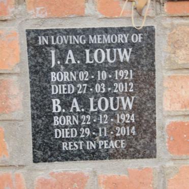 LOUW J.A. 1921-2012 &amp; B.A. 1924-2014