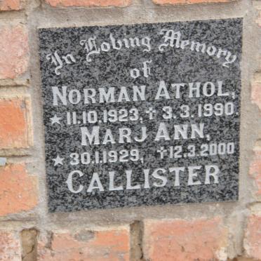 CALLISTER Norman Athol 1923-1990 &amp; Marj Ann 1929-2000