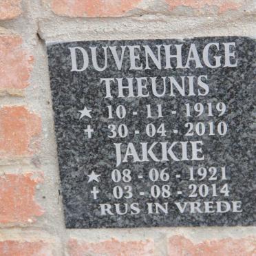 DUVENHAGE Theunis 1919-2010 &amp; Jakkie 1921-2014