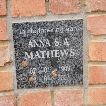 MATHEWS Anna S.A. 1909-2007