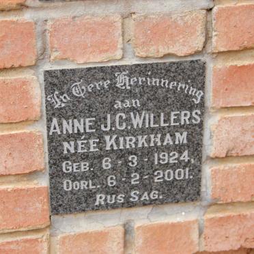 WILLERS Anne J.C. nee KIRKHAM 1924-2001