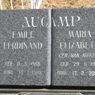 AUCAMP Emile Ferdinand 1908-1989 &amp; Maria Elizabeth VAN NIEKERK 1910-2010
