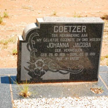 COETZER Johanna Jacoba nee VERMEULEN 1891-1961