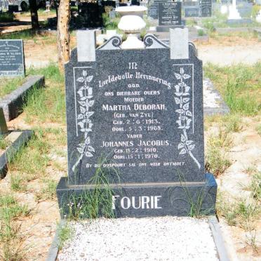 FOURIE Johannes Jacobus 1910-1970 &amp; Martha Deborah VAN ZYL 1913-1968