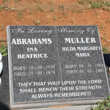 MULLER Hilda Margaret Maria 1904-1991 :: ABRAHAMS Ina Beatrice 1930-1976