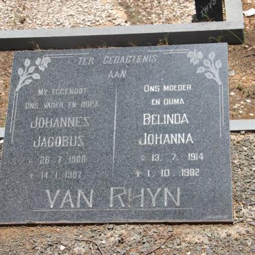 RHYN Johannes Jacobus, van 190?-1987 &amp; Belinda Johanna 1914-1992