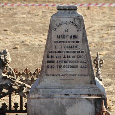 DAMANT Mary Ann nee DE KOCK 1867-1887