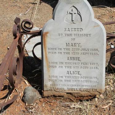 GREEN  Mary 1855-1883 :: GREEN Annie 1857-1885 :: GREEN Alice 1875-1888