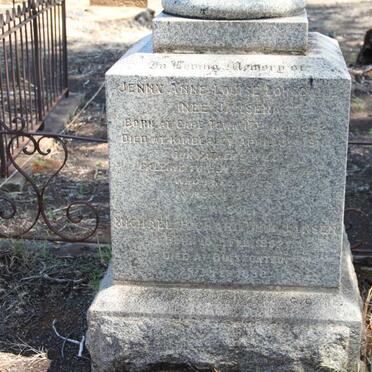 LONGCAKE Jenny Anne Louise nee JANSEN 18?2-1918 :: JANSEN Michael Richard Dirk 1852-1890